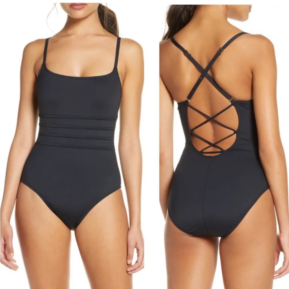 La Blanca Strappy One Piece Swimsuit 6 Black